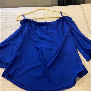 Royal blue off the shoulder blouse